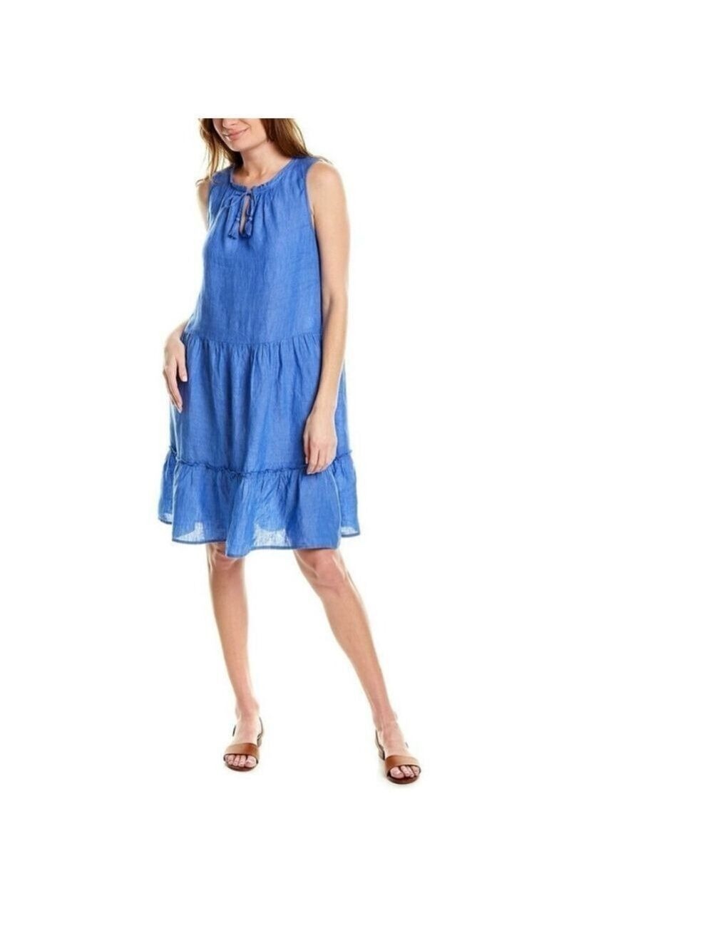 J.Mclaughlin Christa Linen Dress Size L Blue